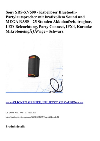 4322 sony srs-xv500 - kabelloser bluetooth-partylautsprecher mit kraftvollem sound und mega bass - 25 st