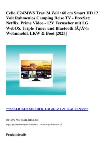 7008 cello c2424ws trav 24 zoll   60 cm smart hd 12 volt rahmenlos camping reise tv - freesat  netflix