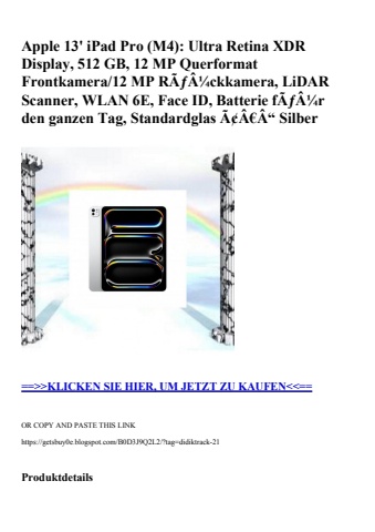 8700 apple 13' ipad pro  m4   ultra retina xdr display  512 gb  12 mp querformat frontkamera 12 mp rãƒâ¼