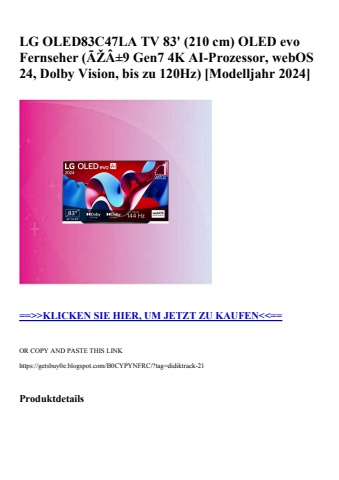 2530 lg oled83c47la tv 83'  210 cm  oled evo fernseher  ãžâ±9 gen7 4k ai-prozessor  webos 24  dolby visi