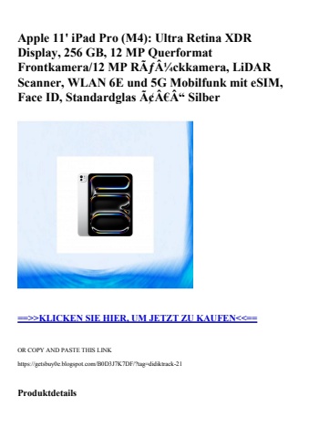4858 apple 11' ipad pro  m4   ultra retina xdr display  256 gb  12 mp querformat frontkamera 12 mp rãƒâ¼