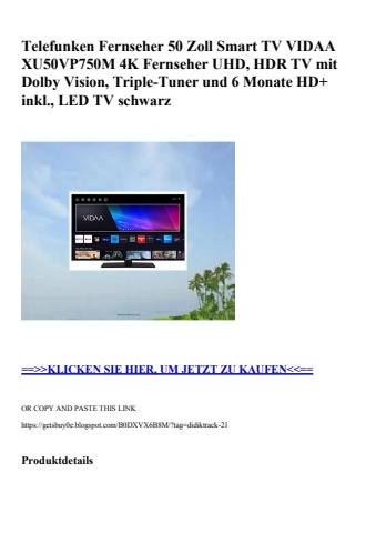 0679 telefunken fernseher 50 zoll smart tv vidaa xu50vp750m 4k fernseher uhd  hdr tv mit dolby vision  t