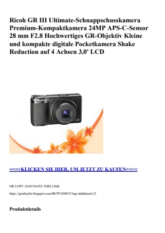 3699 ricoh gr iii ultimate-schnappschusskamera premium-kompaktkamera 24mp aps-c-sensor 28 mm f2