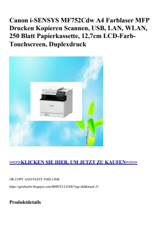 8139 canon i-sensys mf752cdw a4 farblaser mfp drucken kopieren scannen  usb  lan  wlan  250 blatt papier