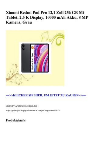 7000 xiaomi redmi pad pro 12 1 zoll 256 gb mi tablet  2 5 k display  10000 mah akku  8 mp kamera  grau
