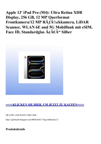 7632 apple 13' ipad pro  m4   ultra retina xdr display  256 gb  12 mp querformat frontkamera 12 mp rãƒâ¼