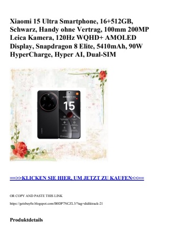 9153 xiaomi 15 ultra smartphone  16 512gb  schwarz  handy ohne vertrag  100mm 200mp leica kamera  120hz