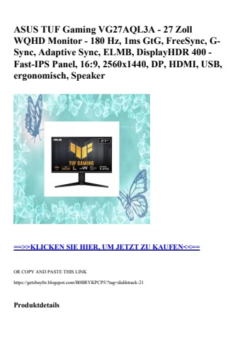 4364 asus tuf gaming vg27aql3a - 27 zoll wqhd monitor - 180 hz  1ms gtg  freesync  g-sync  adaptive sync