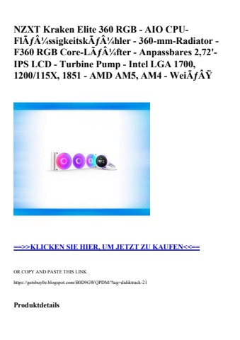 2116 nzxt kraken elite 360 rgb - aio cpu-flãƒâ¼ssigkeitskãƒâ¼hler - 360-mm-radiator - f360 rgb core-lãƒâ