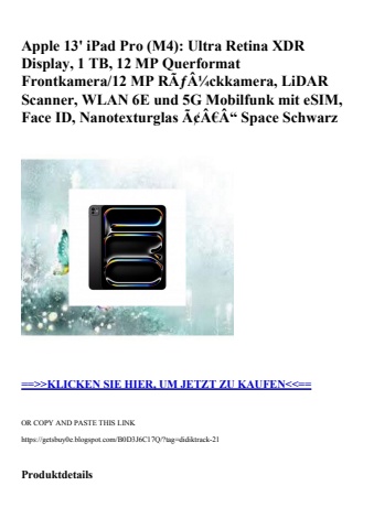 2541 apple 13' ipad pro  m4   ultra retina xdr display  1 tb  12 mp querformat frontkamera 12 mp rãƒâ¼ck