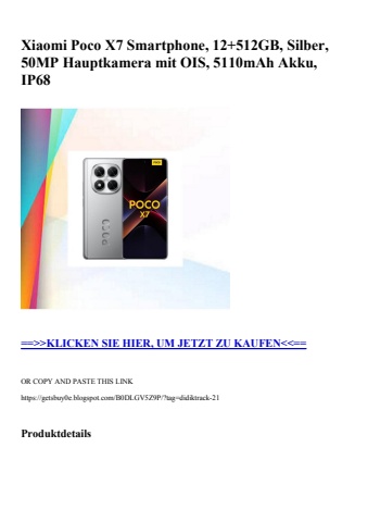 8341 xiaomi poco x7 smartphone  12 512gb  silber  50mp hauptkamera mit ois  5110mah akku  ip68