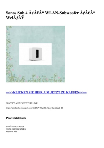 8668 sonos sub 4 ã¢â€â“ wlan-subwoofer ã¢â€â“ weiãƒâÿ