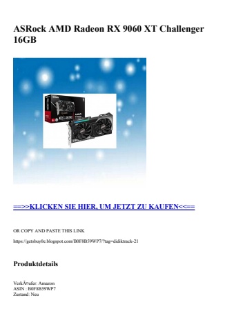 1381 asrock amd radeon rx 9060 xt challenger 16gb