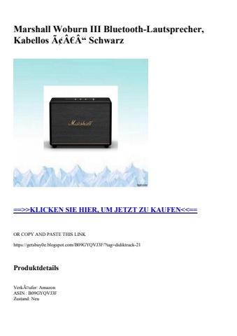 8015 marshall woburn iii bluetooth-lautsprecher  kabellos ã¢â€â“ schwarz