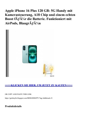 0612 apple iphone 16 plus 128 gb  5g handy mit kamerasteuerung  a18 chip und einem echten boost fãƒâ¼r d