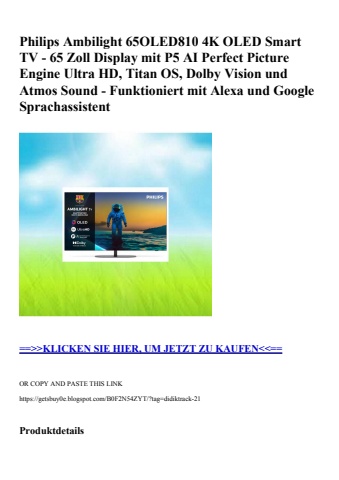 8791 philips ambilight 65oled810 4k oled smart tv - 65 zoll display mit p5 ai perfect picture engine ult