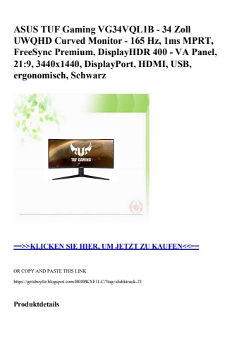 3750 asus tuf gaming vg34vql1b - 34 zoll uwqhd curved monitor - 165 hz  1ms mprt  freesync premium  disp