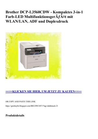 9511 brother dcp-l3560cdw - kompaktes 3-in-1 farb-led multifunktionsgerãƒâ¤t mit wlan lan  adf und duple