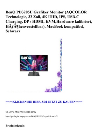 6835 benq pd3205u grafiker monitor  aqcolor technologie  32 zoll  4k uhd  ips  usb-c charging  dp   hdmi