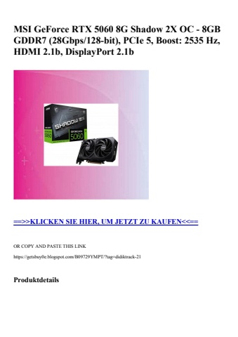 7700 msi geforce rtx 5060 8g shadow 2x oc - 8gb gddr7  28gbps 128-bit   pcie 5  boost  2535 hz  hdmi 2