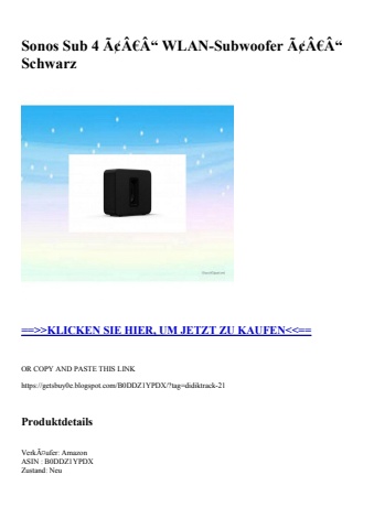 6168 sonos sub 4 ã¢â€â“ wlan-subwoofer ã¢â€â“ schwarz