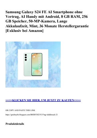 8873 samsung galaxy s24 fe ai smartphone ohne vertrag  ai handy mit android  8 gb ram  256 gb speicher