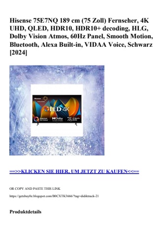 2809 hisense 75e7nq 189 cm  75 zoll  fernseher  4k uhd  qled  hdr10  hdr10  decoding  hlg  dolby vision