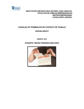 CAUSALES DE TERMINACIÓN DE CONTRATO DE TRABAJO