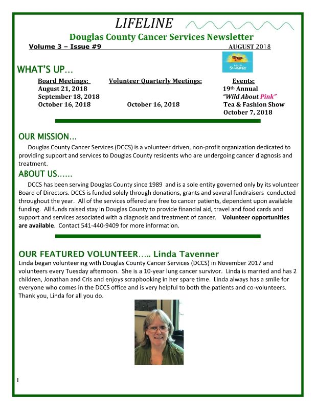 August Newsletter 2018