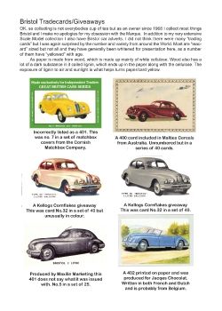 Trade cards illustrated with images of Bristol cars