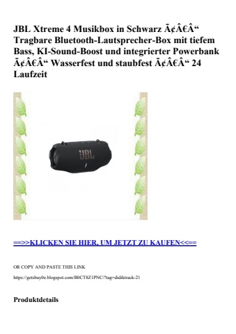 9666 jbl xtreme 4 musikbox in schwarz ã¢â€â“ tragbare bluetooth-lautsprecher-box mit tiefem bass  ki-sou