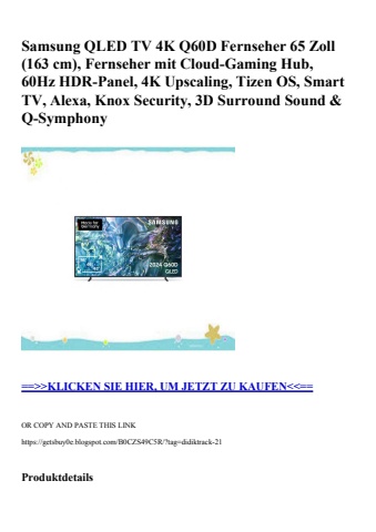 5365 samsung qled tv 4k q60d fernseher 65 zoll  163 cm   fernseher mit cloud-gaming hub  60hz hdr-panel