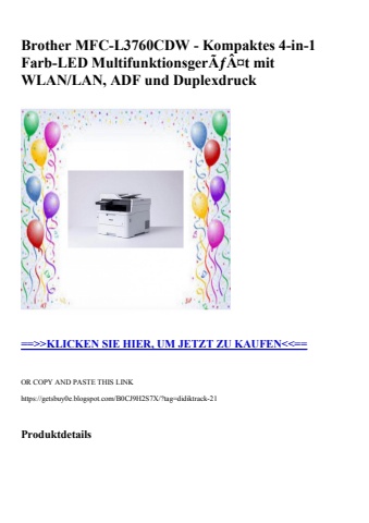 3501 brother mfc-l3760cdw - kompaktes 4-in-1 farb-led multifunktionsgerãƒâ¤t mit wlan lan  adf und duple