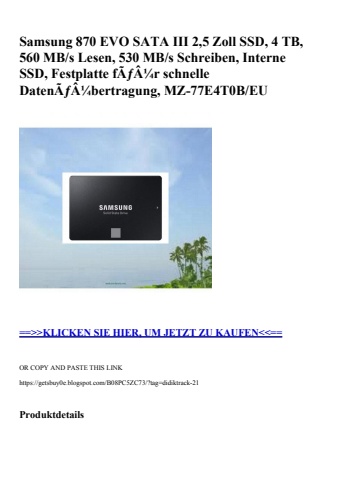 5278 samsung 870 evo sata iii 2 5 zoll ssd  4 tb  560 mb s lesen  530 mb s schreiben  interne ssd  festp