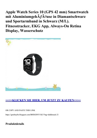 7020 apple watch series 10  gps 42 mm  smartwatch mit aluminiumgehãƒâ¤use in diamantschwarz und sportarm