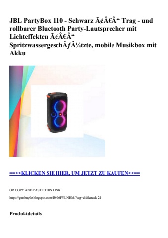 0388 jbl partybox 110 - schwarz ã¢â€â“ trag - und rollbarer bluetooth party-lautsprecher mit lichteffekt