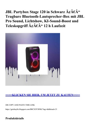 7861 jbl partybox stage 120 in schwarz ã¢â€â“ tragbare bluetooth-lautsprecher-box mit jbl pro sound  lic