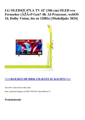 9055 lg oled42c47la tv 42'  106 cm  oled evo fernseher  ãžâ±9 gen7 4k ai-prozessor  webos 24  dolby visi