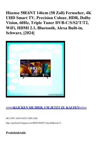 9214 hisense 58e6nt 146cm  58 zoll  fernseher  4k uhd smart tv  precision colour  hdr  dolby vision  60h