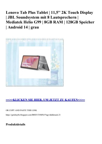 0533 lenovo tab plus tablet   11 5'' 2k touch display   jbl soundsystem mit 8 lautsprechern   mediatek h