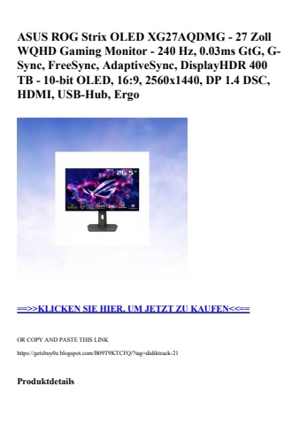 4719 asus rog strix oled xg27aqdmg - 27 zoll wqhd gaming monitor - 240 hz  0