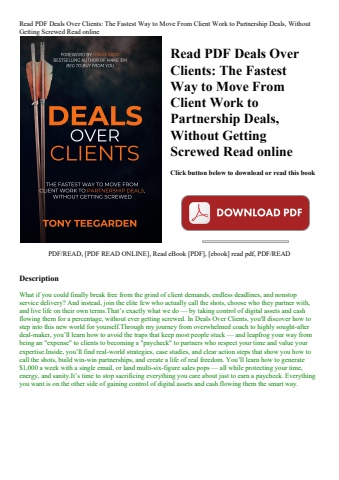 read pdf deals over clients the fastest way to move from client work to partnership deals  without g