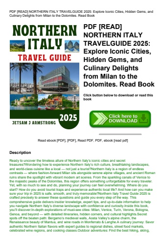 pdf [read] northern italy travelguide 2025 explore iconic cities  hidden gems  and culinary delights
