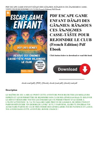 pdf escape game enfant dãƒâ‰fi des gãƒâ‰nies rãƒâ‰sous ces ãƒâ‰nigmes casse-tãƒâšte pour rejoindre l