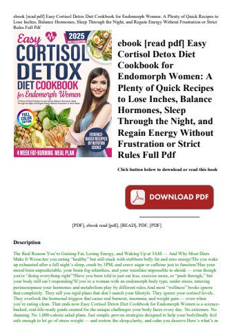 ebook [read pdf] easy cortisol detox diet cookbook for endomorph women a plenty of quick recipes to