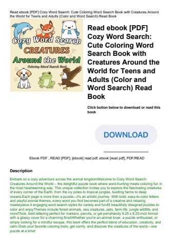 read ebook [pdf] cozy word search cute coloring word search book with creatures around the world for