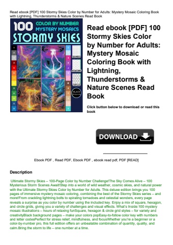 read ebook [pdf] 100 stormy skies color by number for adults mystery mosaic coloring book with light