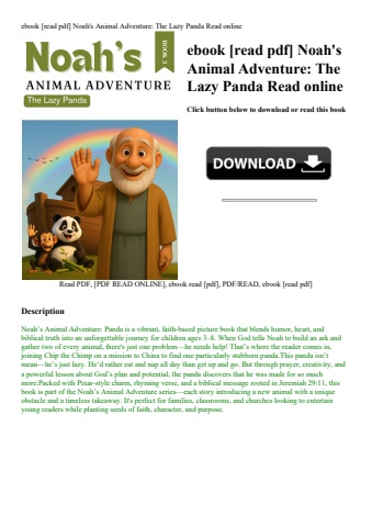 ebook [read pdf] noah's animal adventure the lazy panda read online