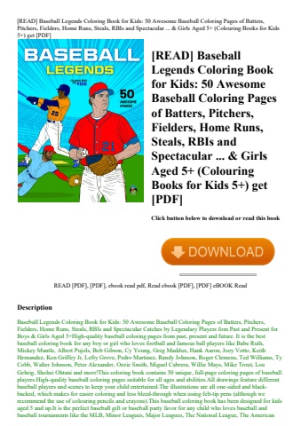 [read] baseball legends coloring book for kids 50 awesome baseball coloring pages of batters  pitche