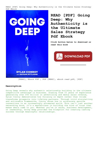read [pdf] going deep why authenticity is the ultimate sales strategy pdf ebook